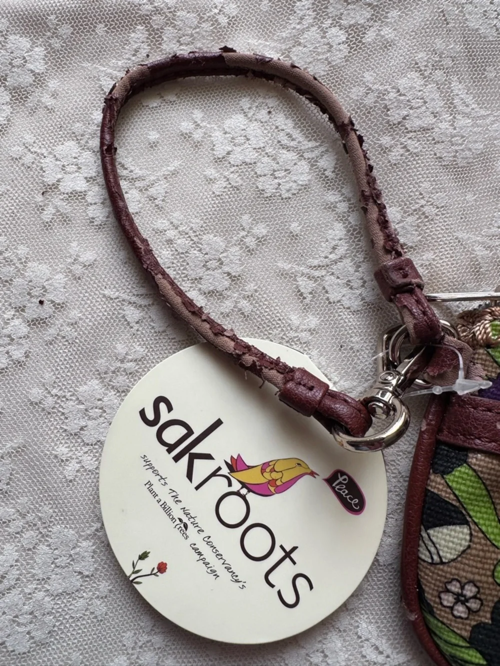 Sakroots ⚠️ Floral Wristlet Coin Purse - Brown & Pink 7 x 4 1/2 READ BELOW ⚠️